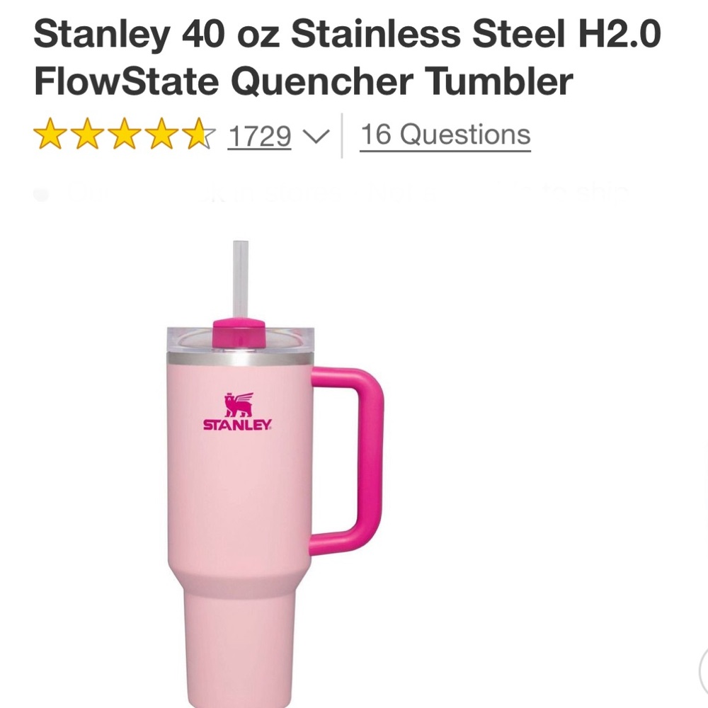Stanley 40 oz Stainless Steel H2.0 FlowState Quencher Tumbler - Flamingo